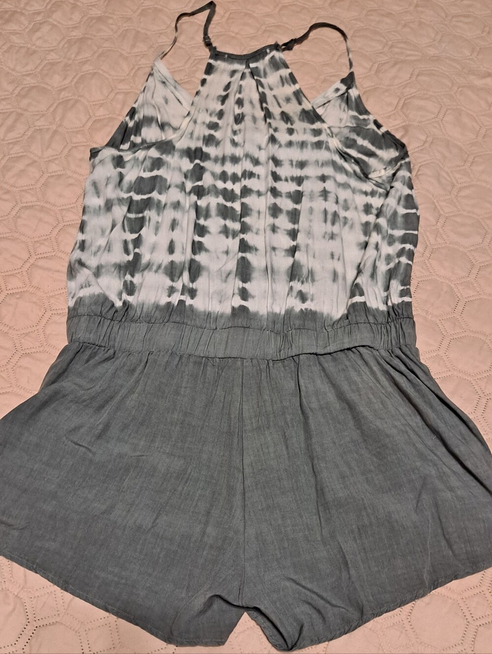 Mustard Seed Women’s Gray Tie-Dye Halter Romper Sz S